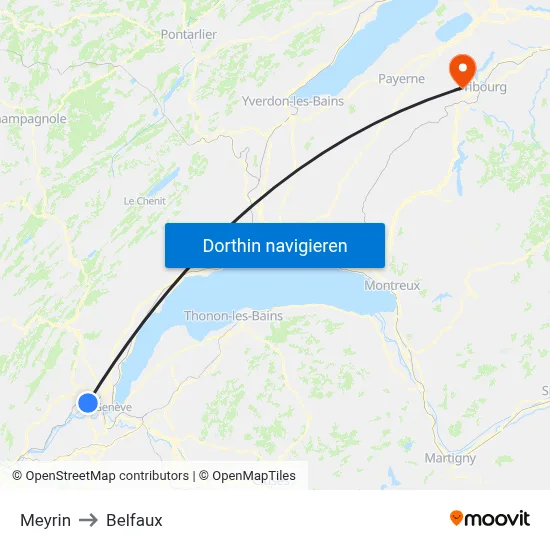 Meyrin to Belfaux map