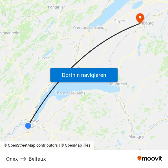 Onex to Belfaux map