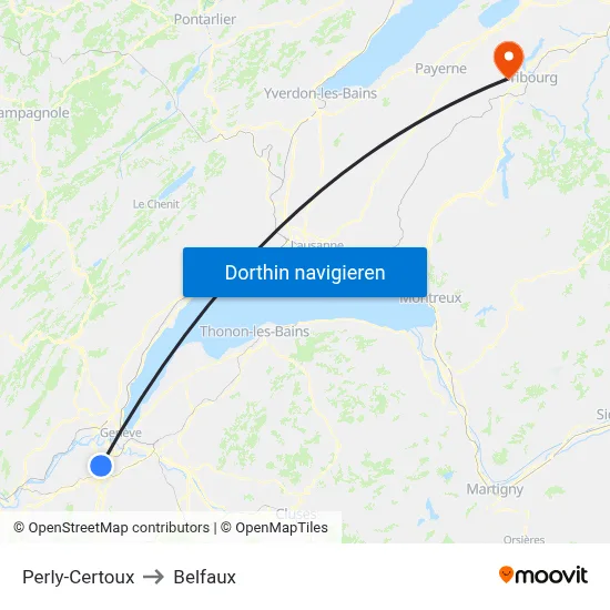 Perly-Certoux to Belfaux map