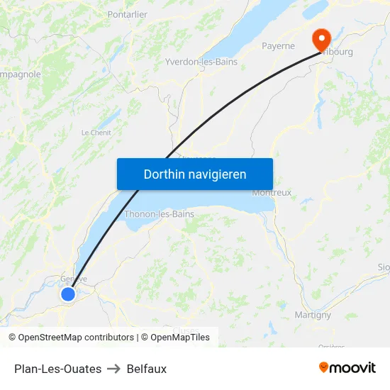 Plan-Les-Ouates to Belfaux map