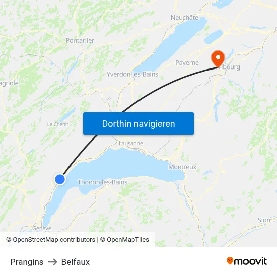 Prangins to Belfaux map