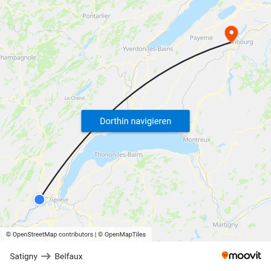 Satigny to Belfaux map