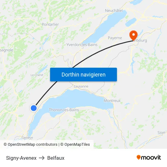 Signy-Avenex to Belfaux map