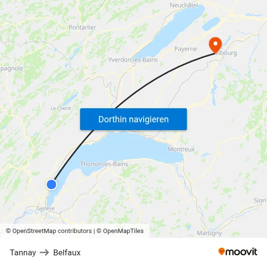 Tannay to Belfaux map