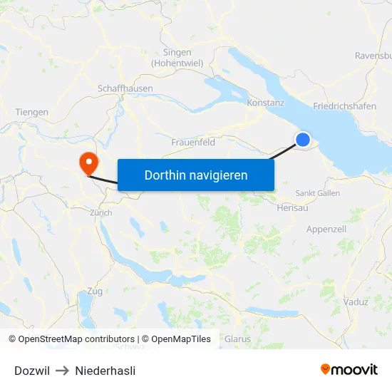 Dozwil to Niederhasli map