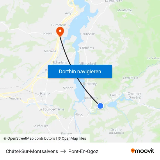 Châtel-Sur-Montsalvens to Pont-En-Ogoz map