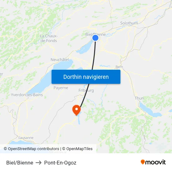 Biel/Bienne to Pont-En-Ogoz map