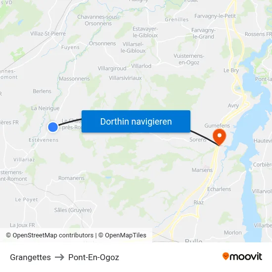 Grangettes to Pont-En-Ogoz map