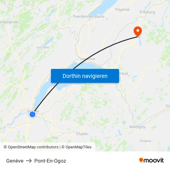 Genève to Pont-En-Ogoz map