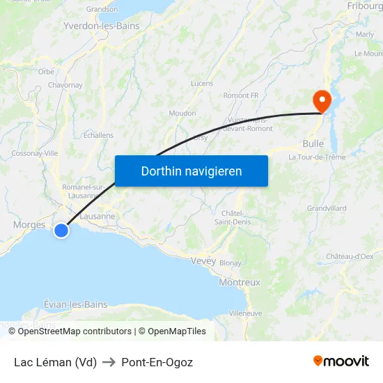 Lac Léman (Vd) to Pont-En-Ogoz map