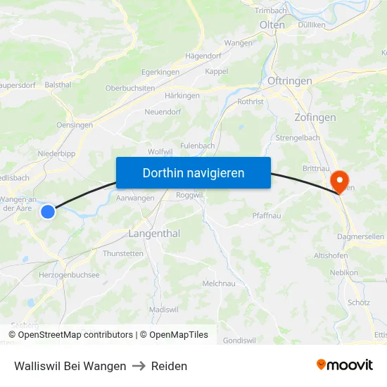 Walliswil Bei Wangen to Reiden map