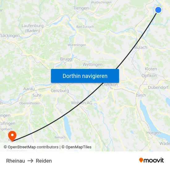 Rheinau to Reiden map