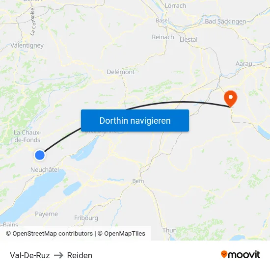 Val-De-Ruz to Reiden map