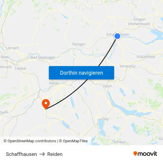 Schaffhausen to Reiden map