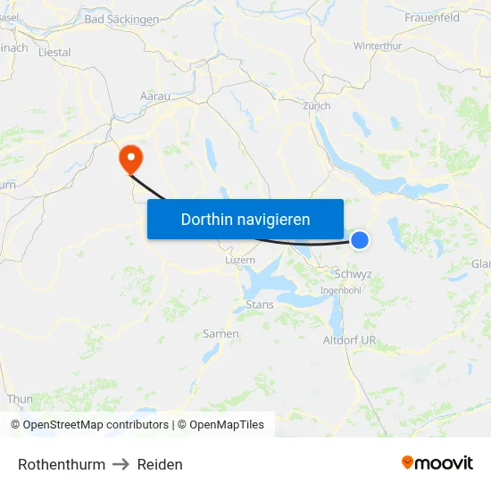 Rothenthurm to Reiden map