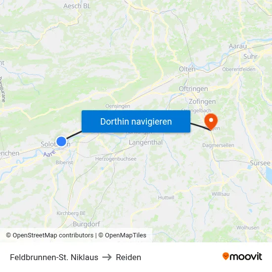 Feldbrunnen-St. Niklaus to Reiden map