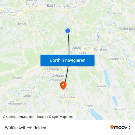Wölflinswil to Reiden map
