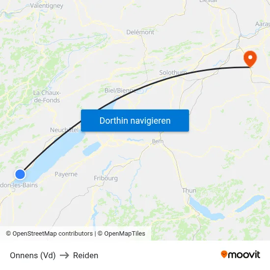 Onnens (Vd) to Reiden map