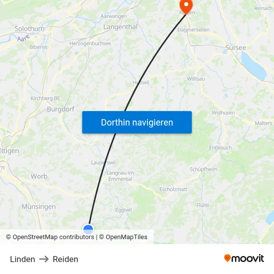 Linden to Reiden map