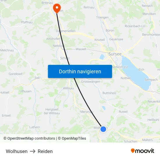 Wolhusen to Reiden map