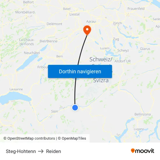 Steg-Hohtenn to Reiden map