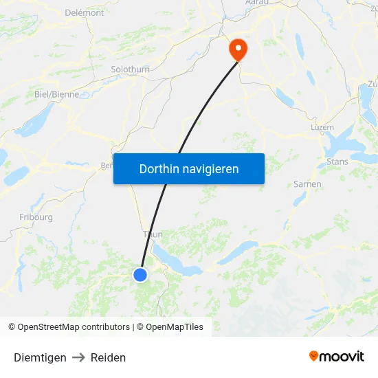 Diemtigen to Reiden map