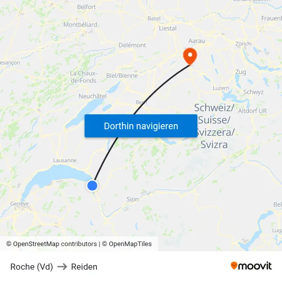 Roche (Vd) to Reiden map