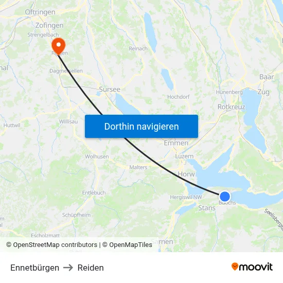 Ennetbürgen to Reiden map
