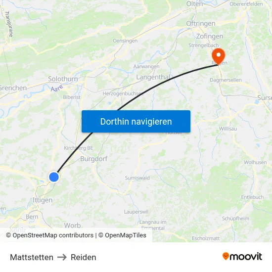 Mattstetten to Reiden map