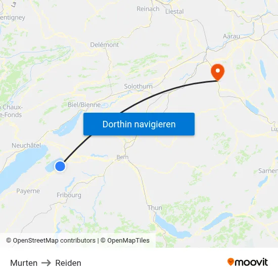 Murten to Reiden map