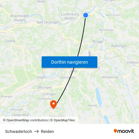 Schwaderloch to Reiden map
