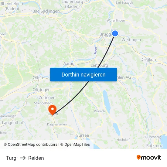 Turgi to Reiden map