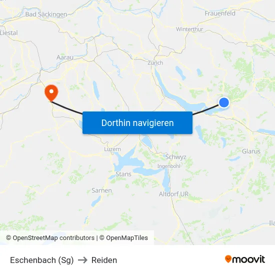 Eschenbach (Sg) to Reiden map