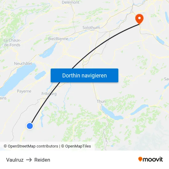 Vaulruz to Reiden map