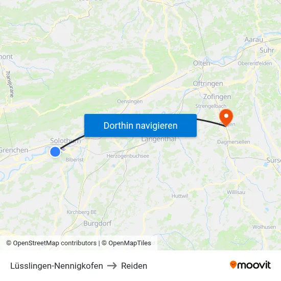 Lüsslingen-Nennigkofen to Reiden map