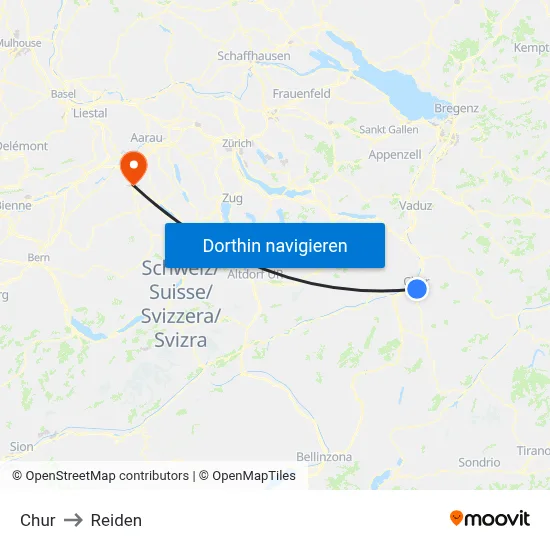 Chur to Reiden map