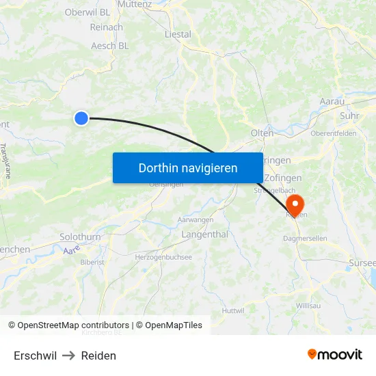Erschwil to Reiden map