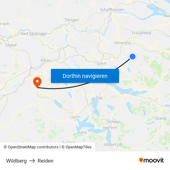 Wildberg to Reiden map