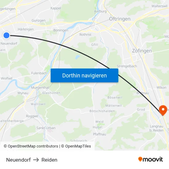 Neuendorf to Reiden map