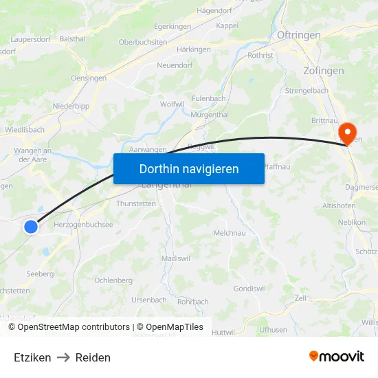 Etziken to Reiden map