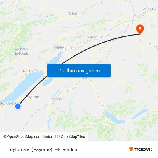 Treytorrens (Payerne) to Reiden map