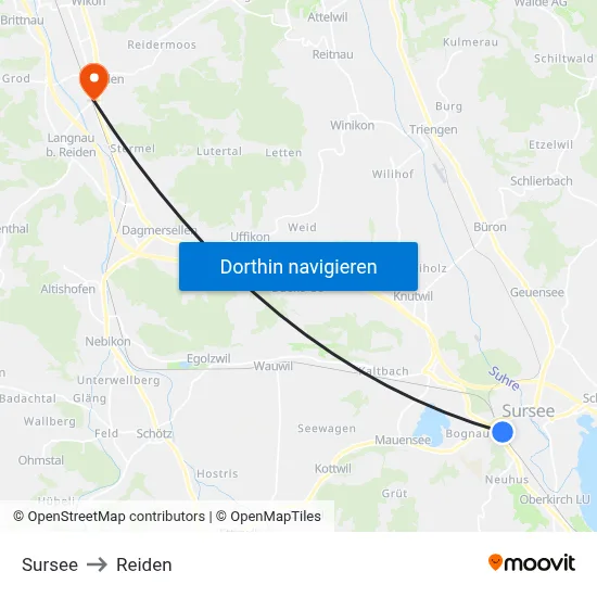 Sursee to Reiden map