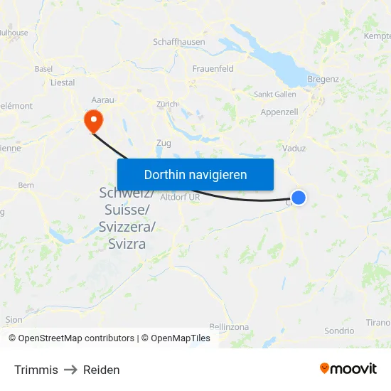 Trimmis to Reiden map
