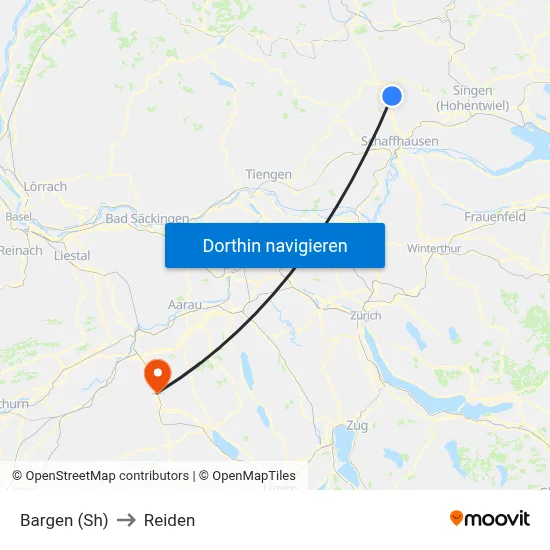 Bargen (Sh) to Reiden map