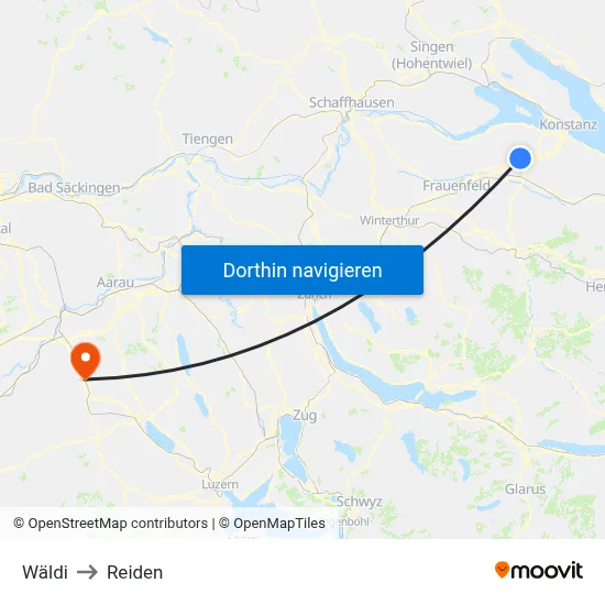 Wäldi to Reiden map