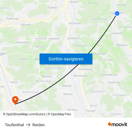 Teufenthal to Reiden map