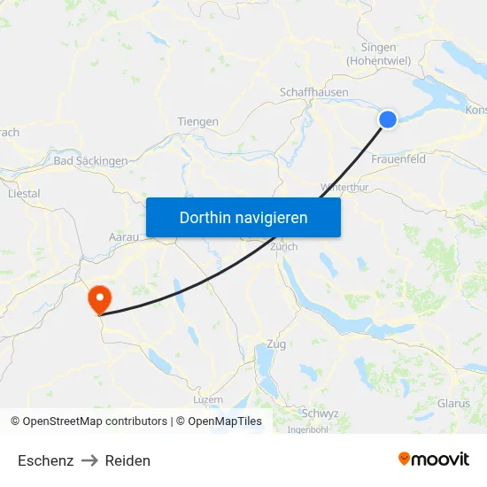 Eschenz to Reiden map