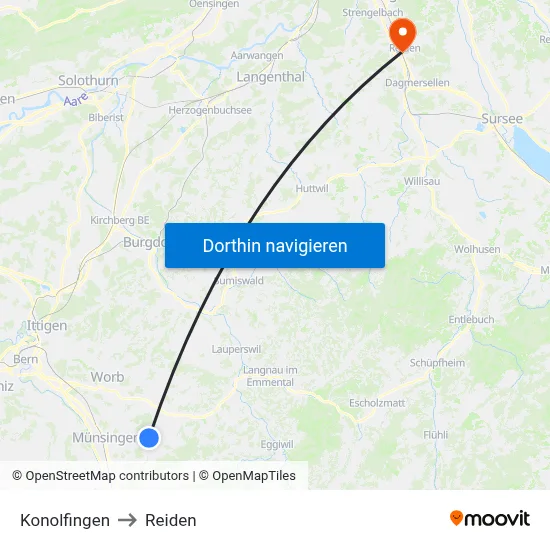 Konolfingen to Reiden map