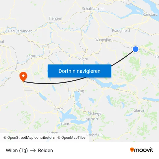 Wilen (Tg) to Reiden map