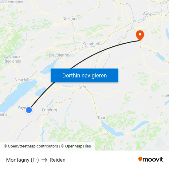 Montagny (Fr) to Reiden map
